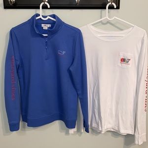 Vineyard Vines Shep 1/4 zip Sweatshirt & long sleeved t-shirt bundle, size M